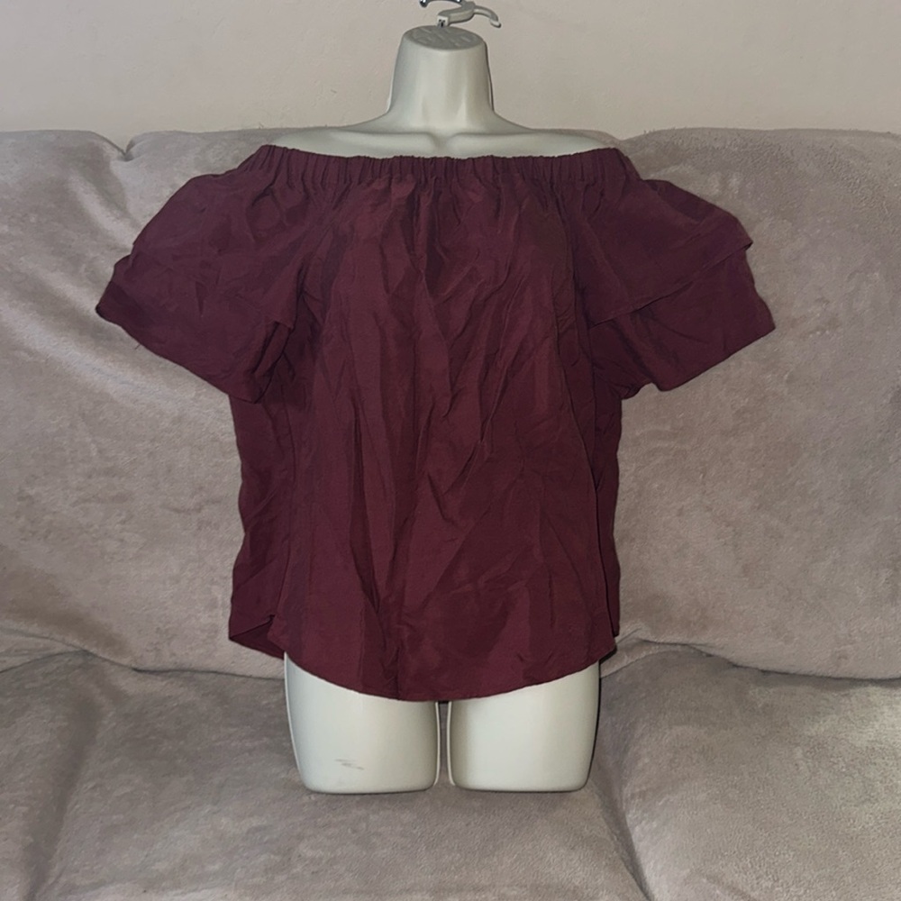 H&M reddish brown US size 14 stretchy off the shoulder top New